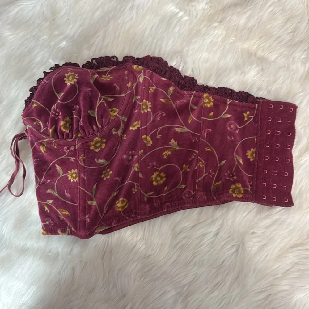 Vintage Victoria’s Secret Velvet Corset Bustier Floral 36B Coquette
